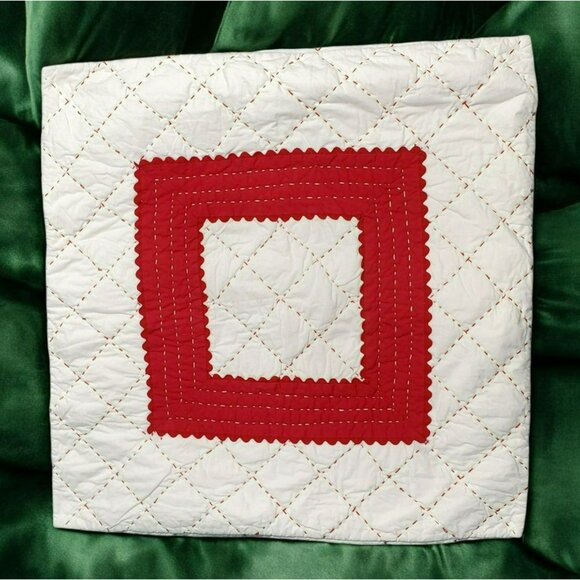 Pottery Barn Kids Quilted Pillow Sham Euro 26.5" Square Red Holiday Christmas - Picture 1 of 9